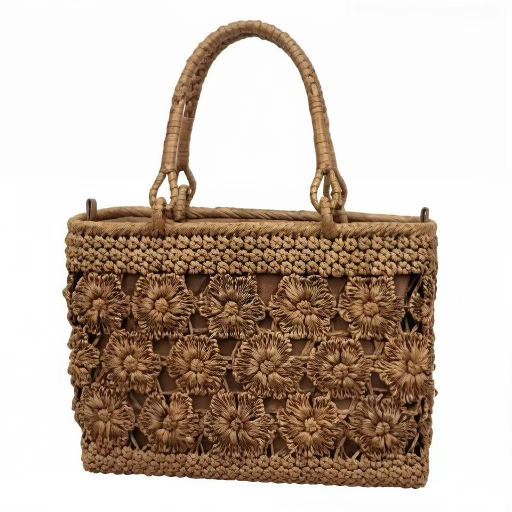 New Style Cherry Blossom Handwoven Wild Grape Rattan Tote Bag