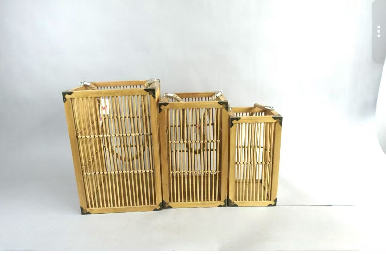 Tall Bamboo Storage Basket Set of 3, 3‑Size Combo