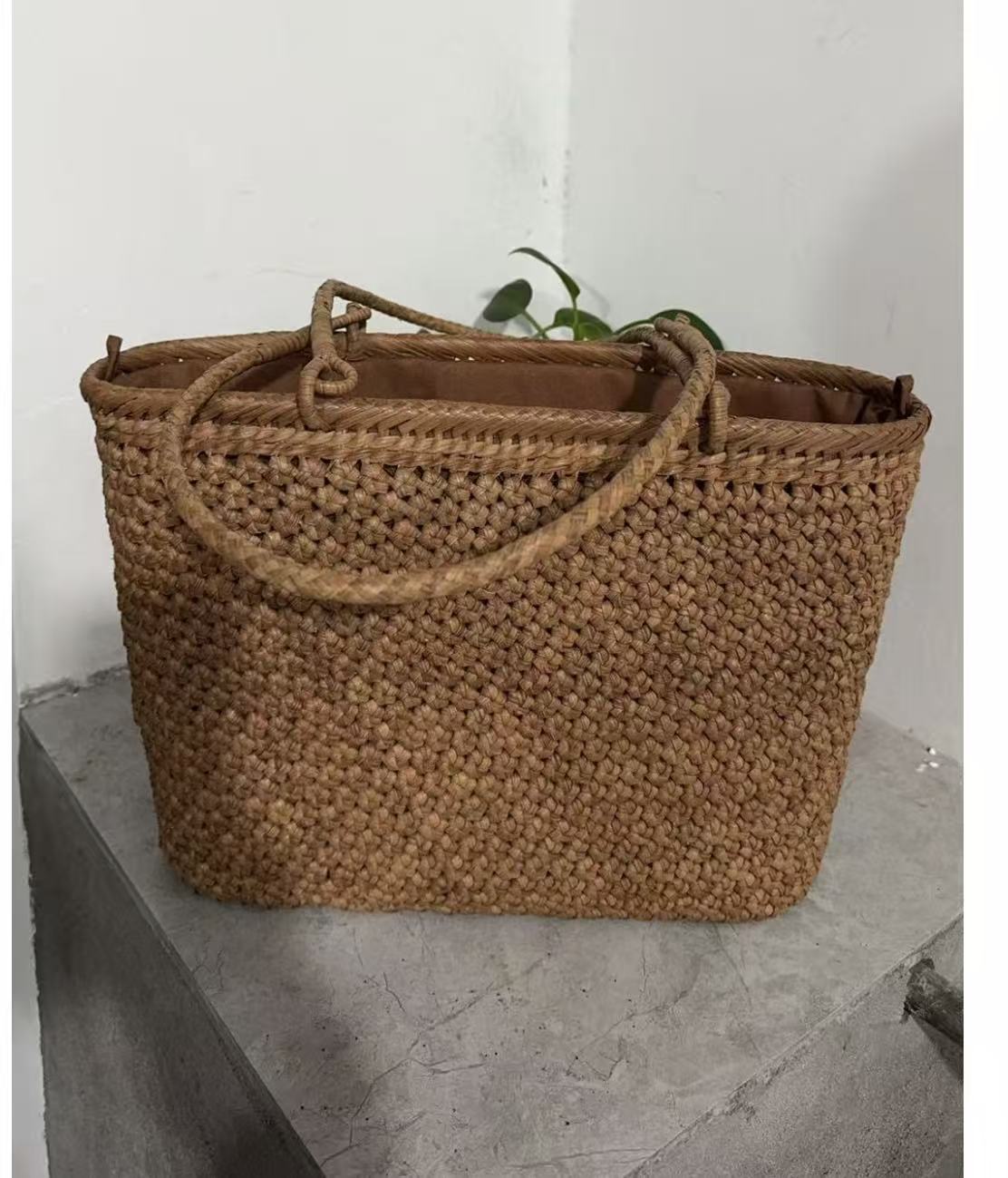 4mm Natural Grape Rattan Hexagon Weave Tote Bag, Single Pack Available