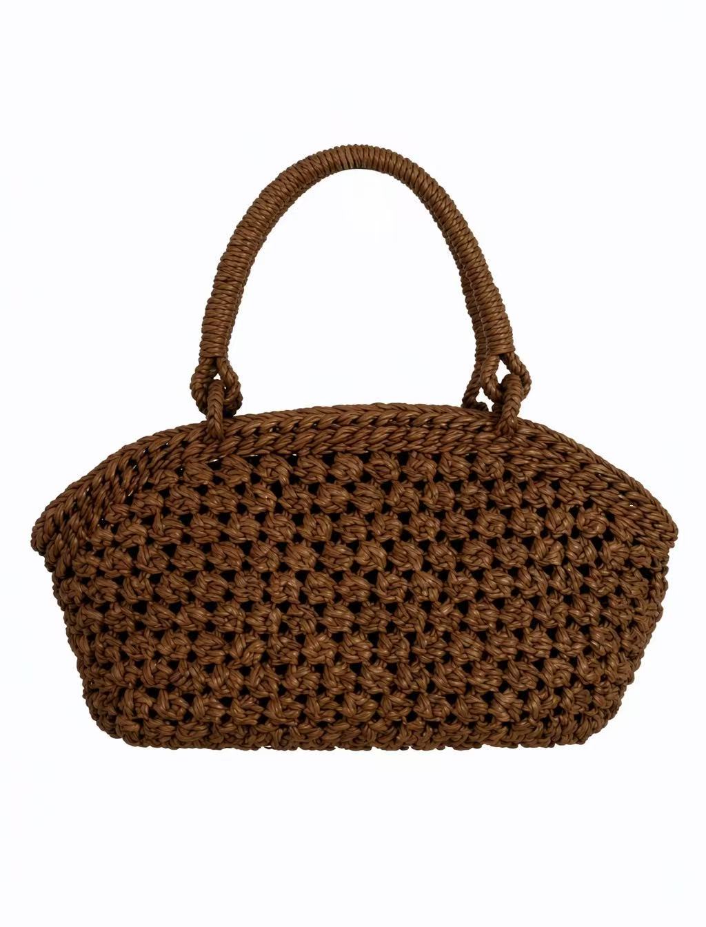 English：Vintage Fish Shape Handbag Woven with 3mm Thin Second Skin Rattan