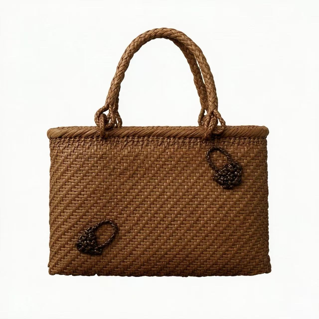 Upgraded Floral Rattan Tote Bag No.3 (Based on Style 4)