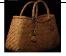7984 Handmade Rattan Bark Hand Tote Bag With Pendant Decor