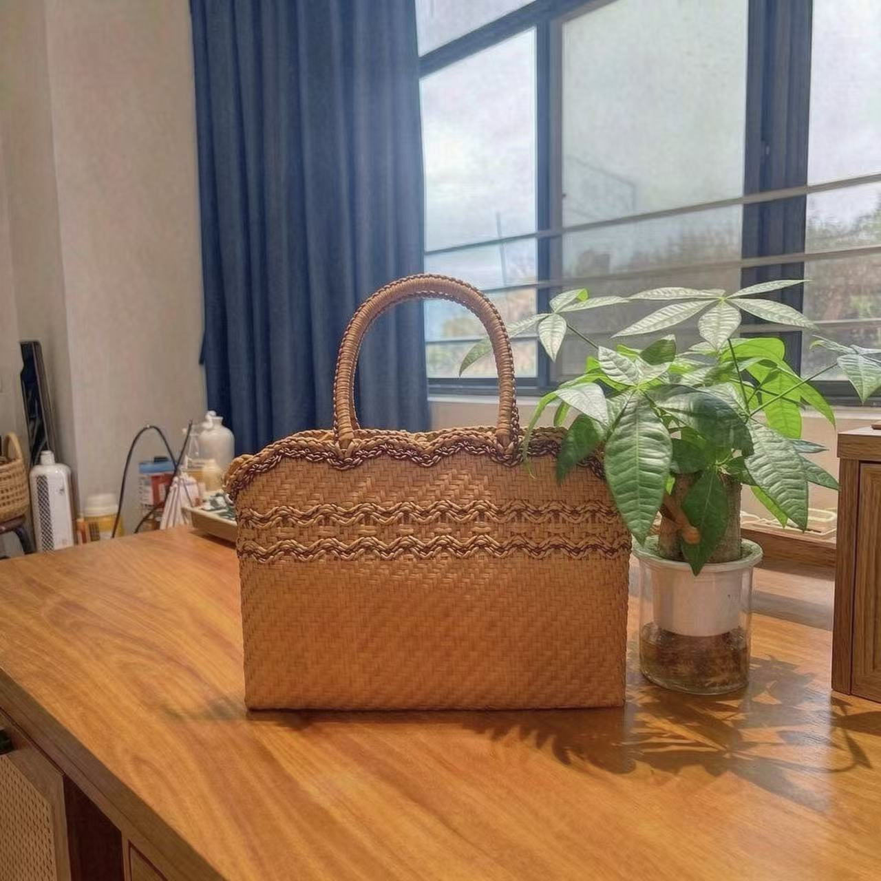  English：Upgraded Handwoven Second Rattan Tote Bag No.6