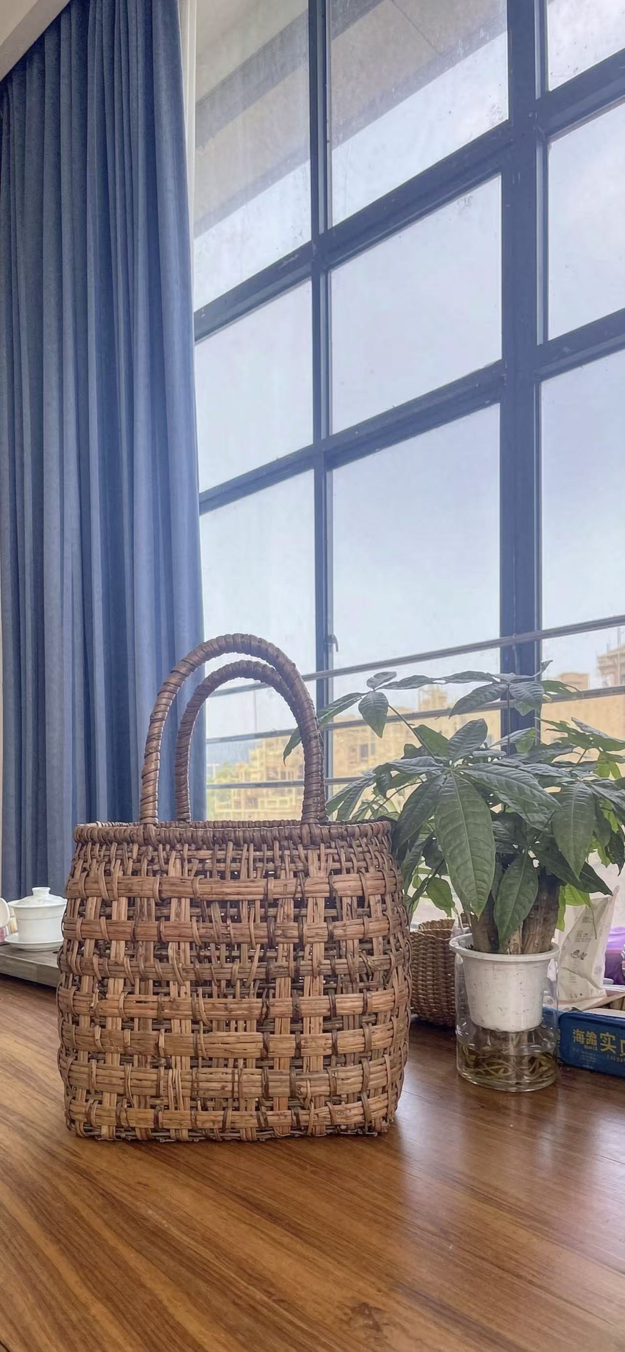 English：Wide Raw Rattan Handwoven Tote Bag Style No.13