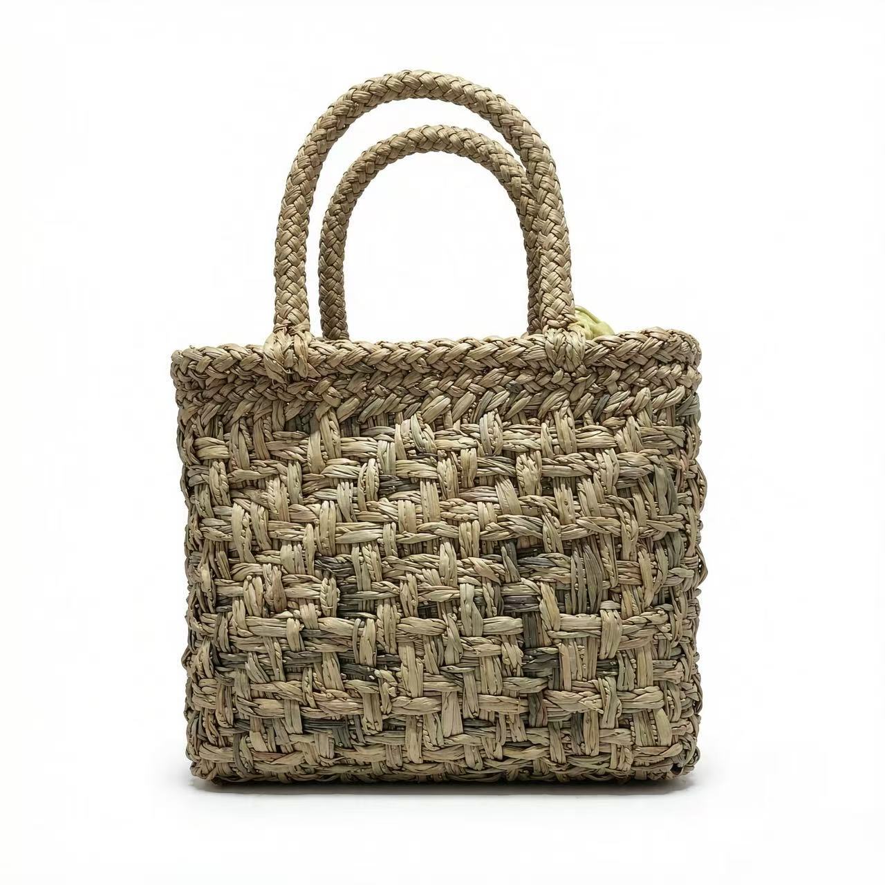 Handwoven Walnut Raw Rattan Handbag Item 241021