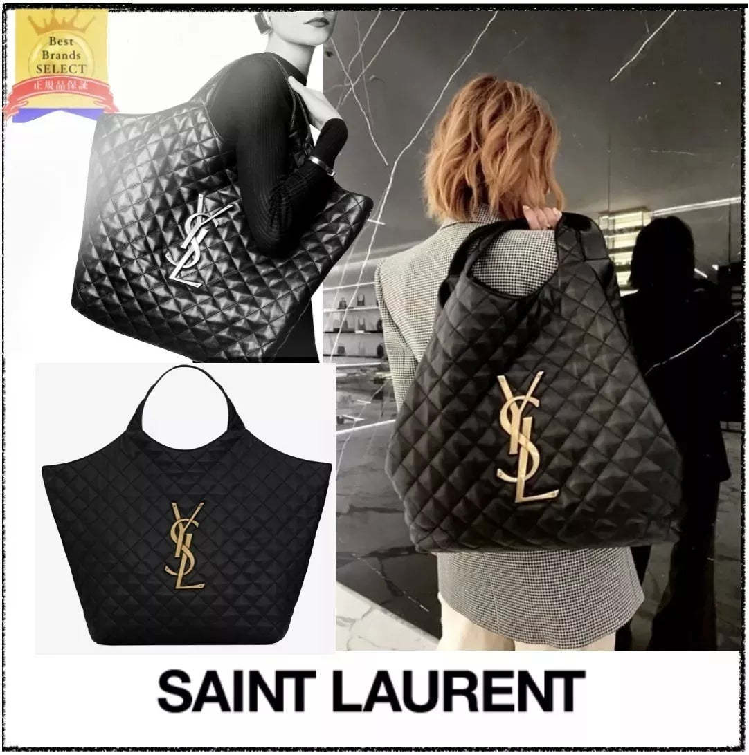 滝沢カレンさん【BLACKPINKROSE同じバッグ】SAINT LAURENTイカール マキシ ショッピングバッグ（ラムスキン／キルティング）