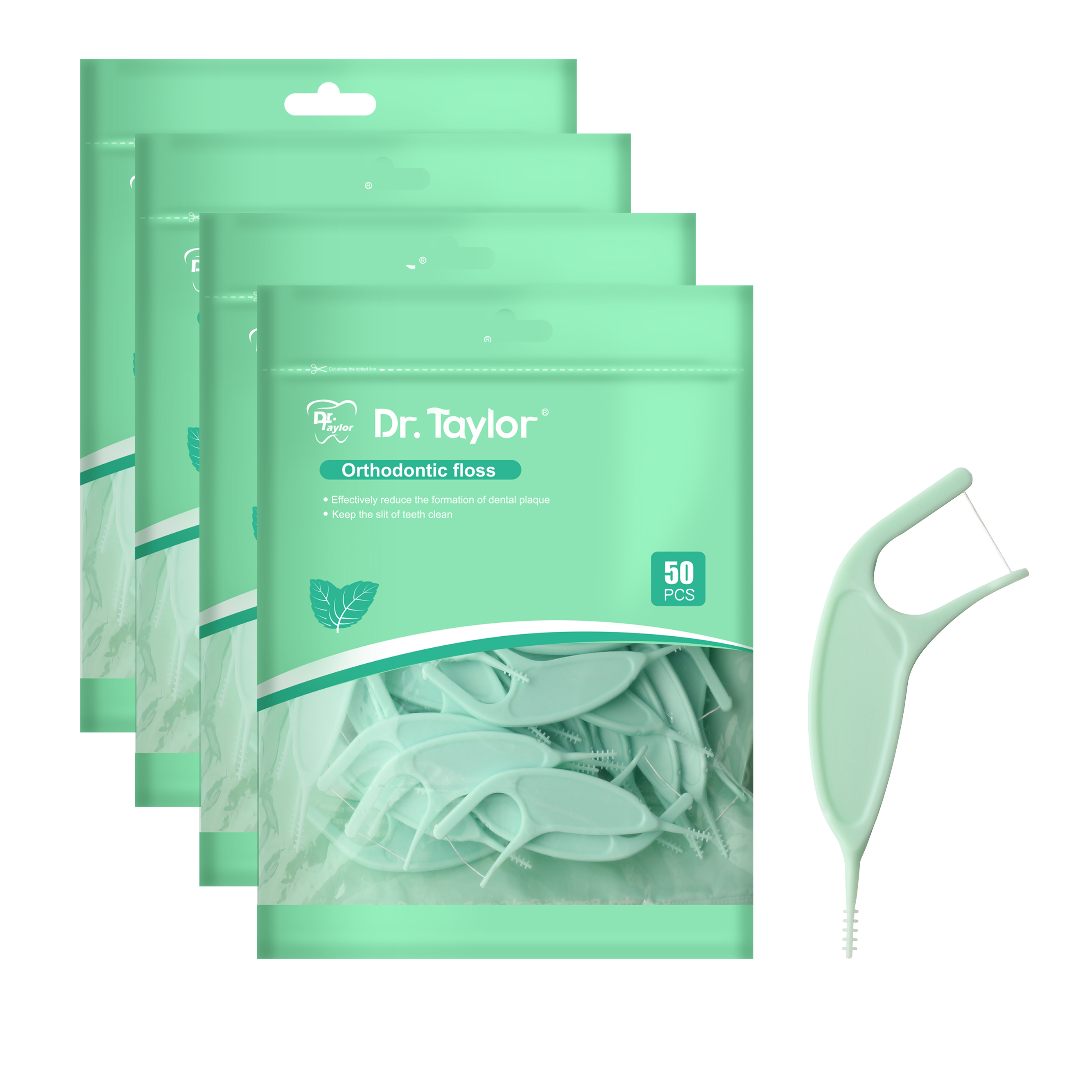 Orthodontic Dental Floss Picks 50pcs/Bag– Ready Stock | Low MOQ Custom Logo & Packaging
