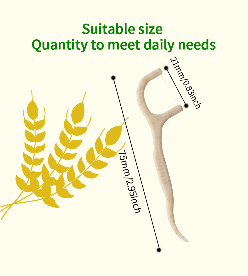 Eco-Friendly Wheat Straw Floss Picks – Sustainable Dental Floss Sticks, Plastic-Reduced Oral Care for Everyday Cleaning