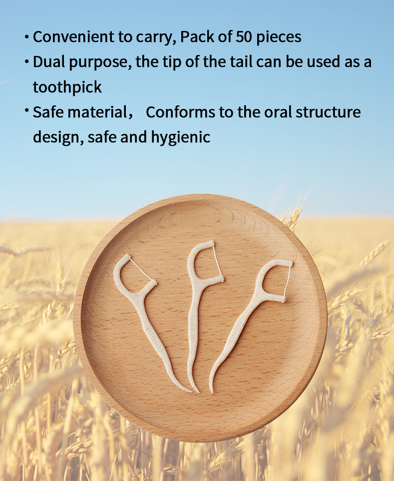 Eco-Friendly Wheat Straw Floss Picks – Sustainable Dental Floss Sticks, Plastic-Reduced Oral Care for Everyday Cleaning
