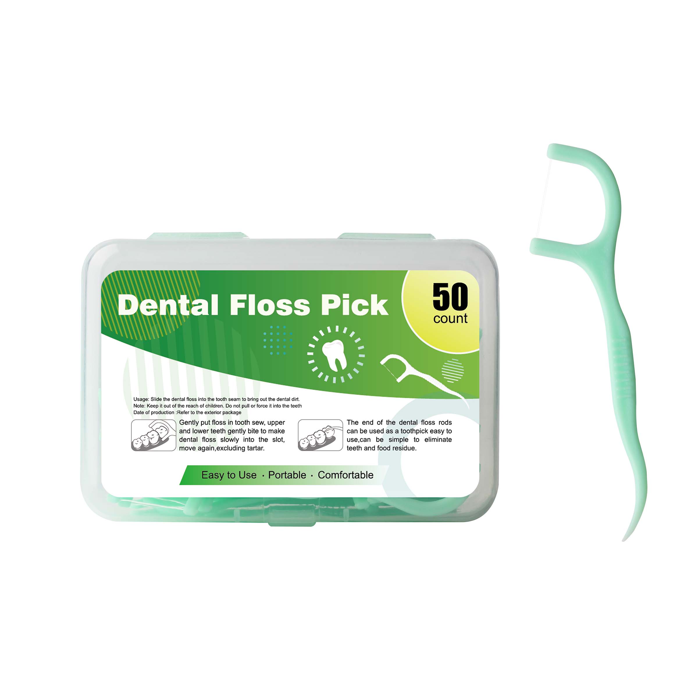 Custom Mint Dental Floss Picks, 50 Count/Box – Logo & Packaging Customization