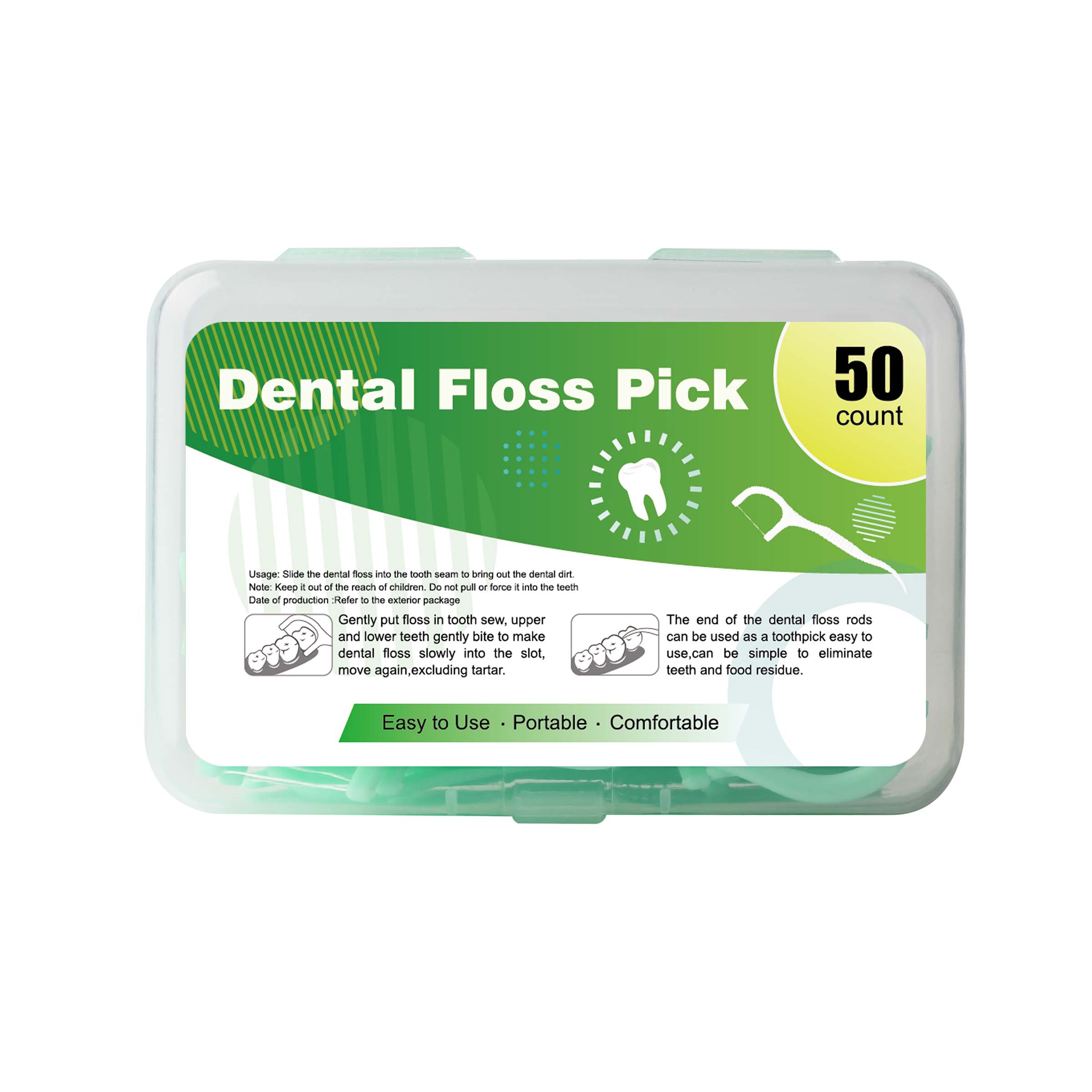 Custom Mint Dental Floss Picks, 50 Count/Box – Logo & Packaging Customization