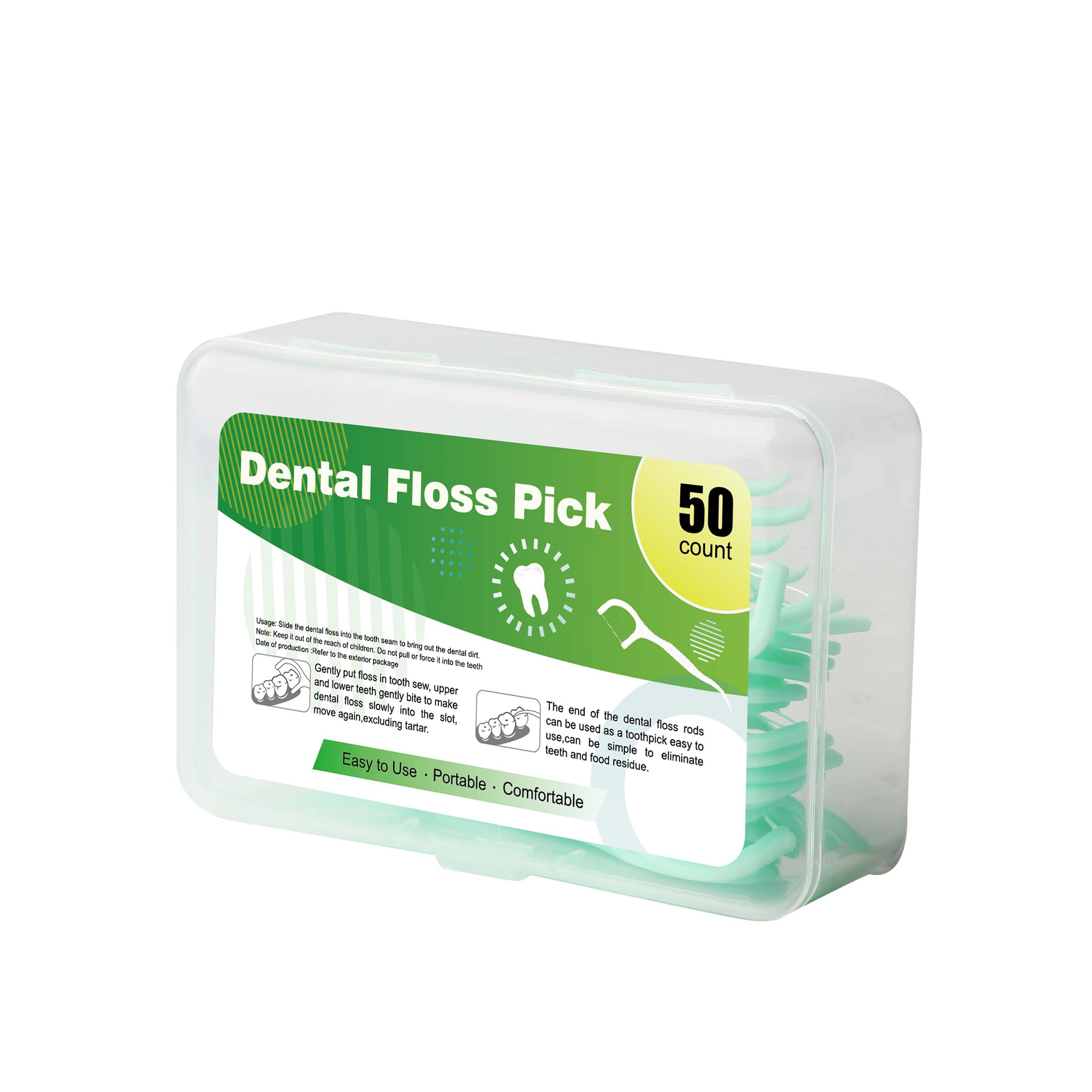 Custom Mint Dental Floss Picks, 50 Count/Box – Logo & Packaging Customization