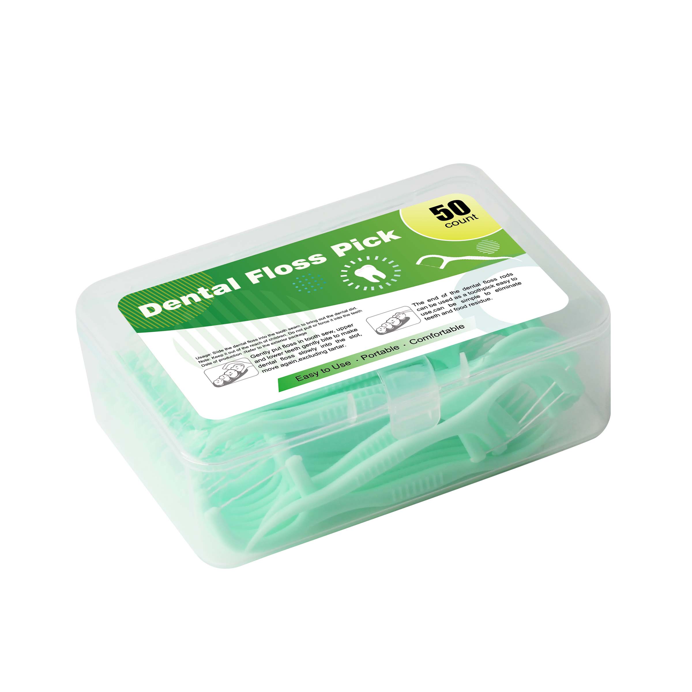 Custom Mint Dental Floss Picks, 50 Count/Box – Logo & Packaging Customization