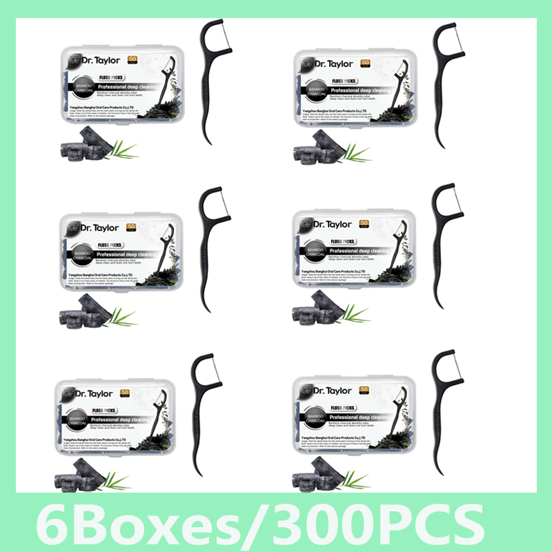 **Bamboo Charcoal Dental Floss Picks 50pcs/Box – Ready Stock | Low MOQ Custom Logo & Packaging**