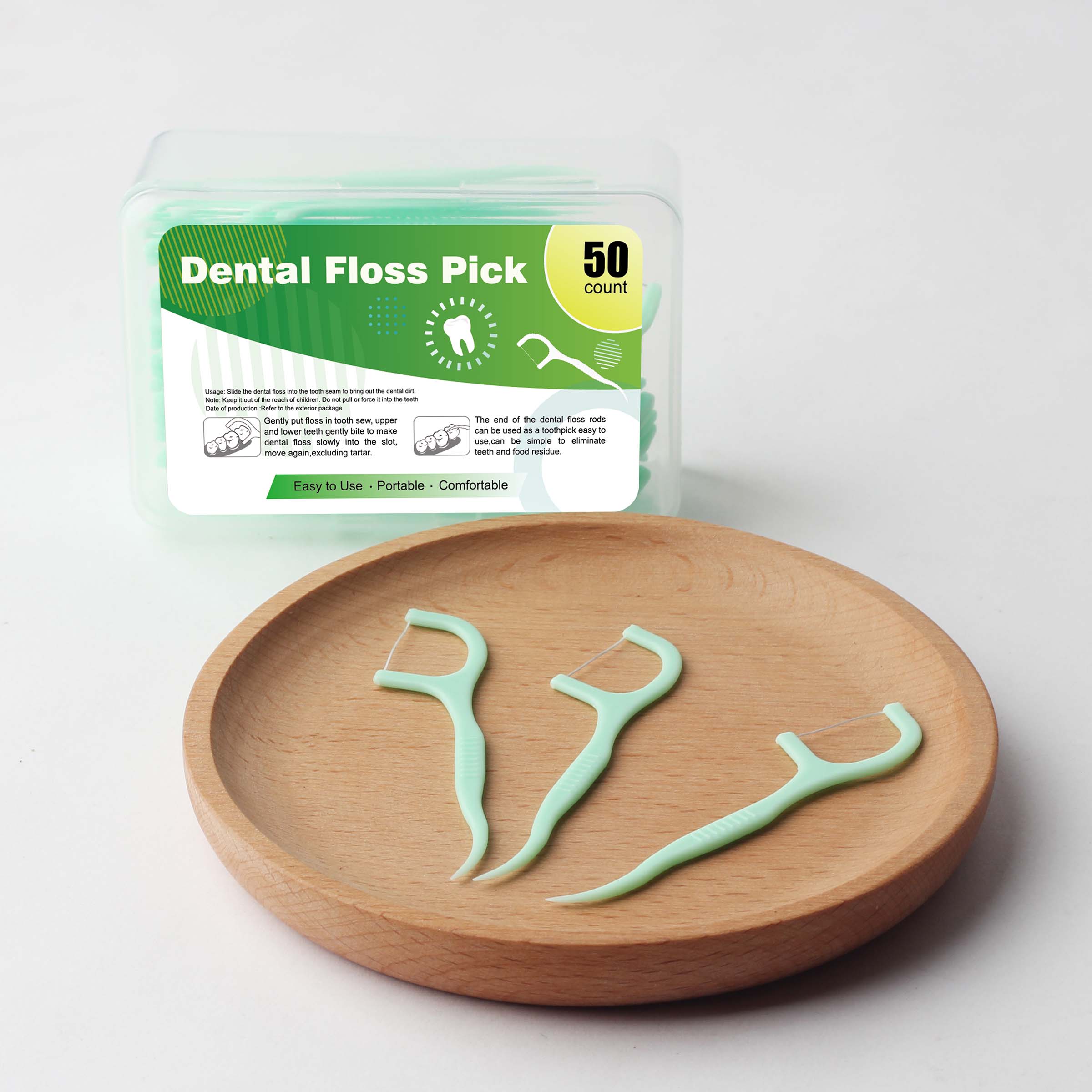 Custom Mint Dental Floss Picks, 50 Count/Box – Logo & Packaging Customization