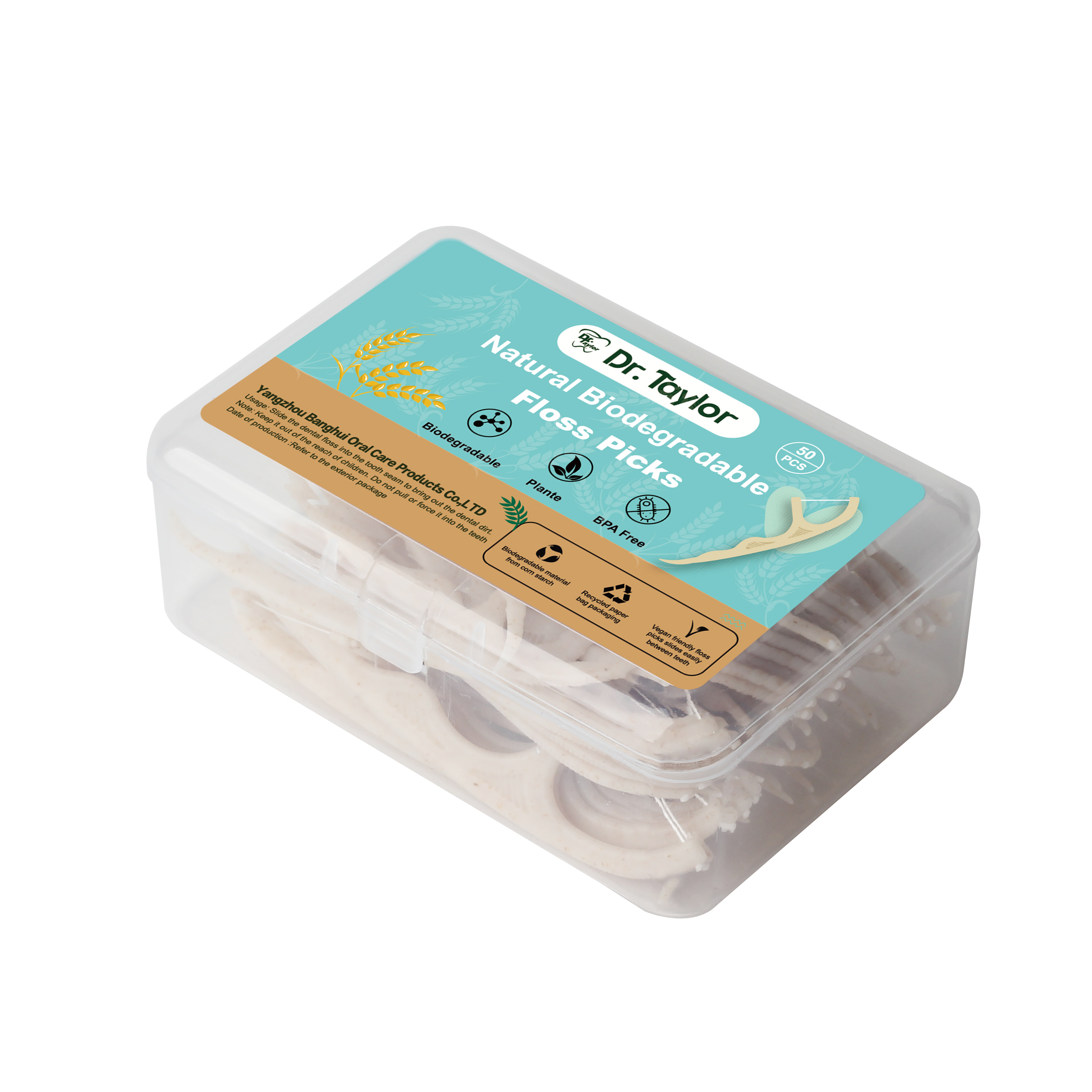 Eco-Friendly Wheat Straw Dental Floss Picks – Biodegradable Floss Sticks, OEM ODM Private Label Custom Logo Packaging