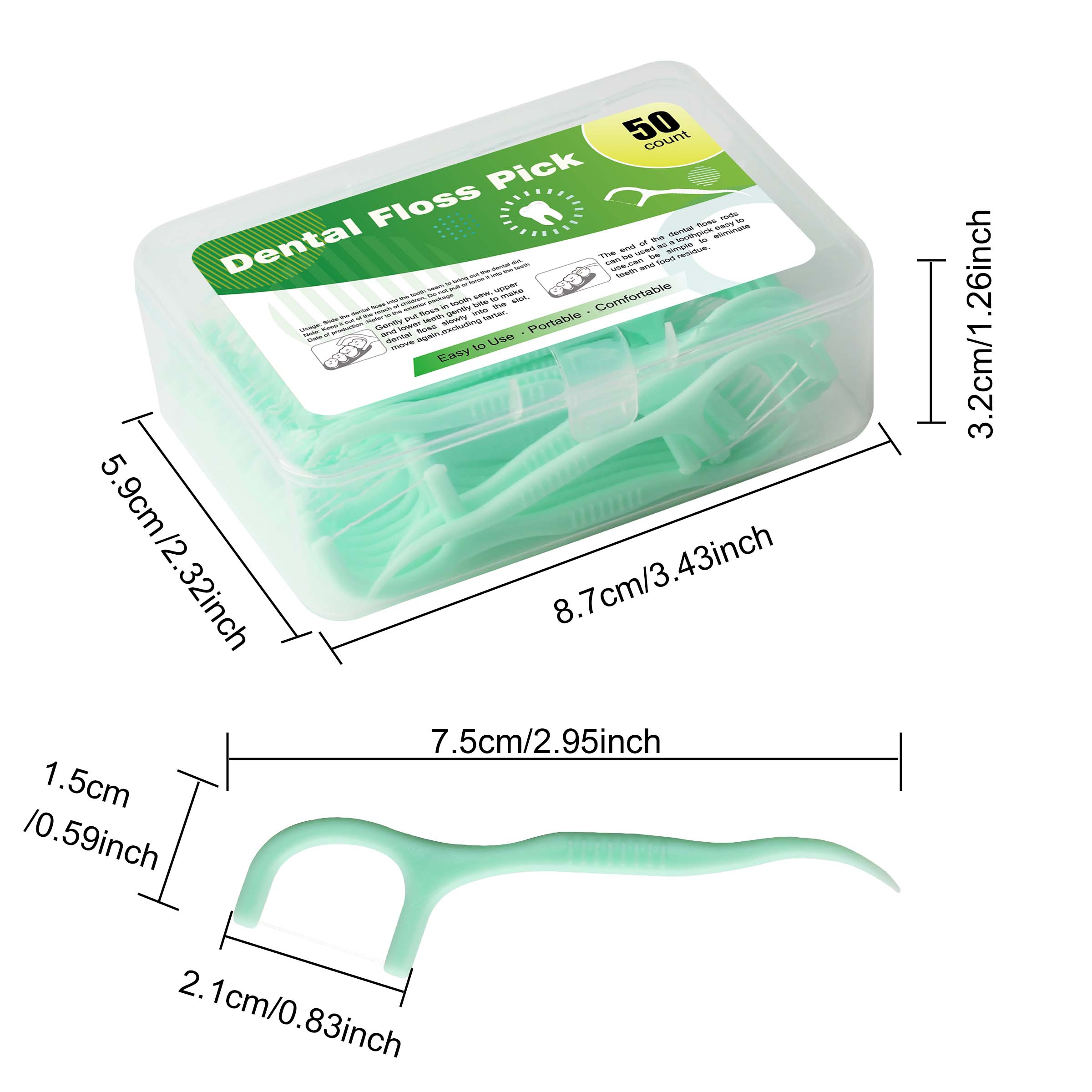 Custom Mint Dental Floss Picks, 50 Count/Box – Logo & Packaging Customization