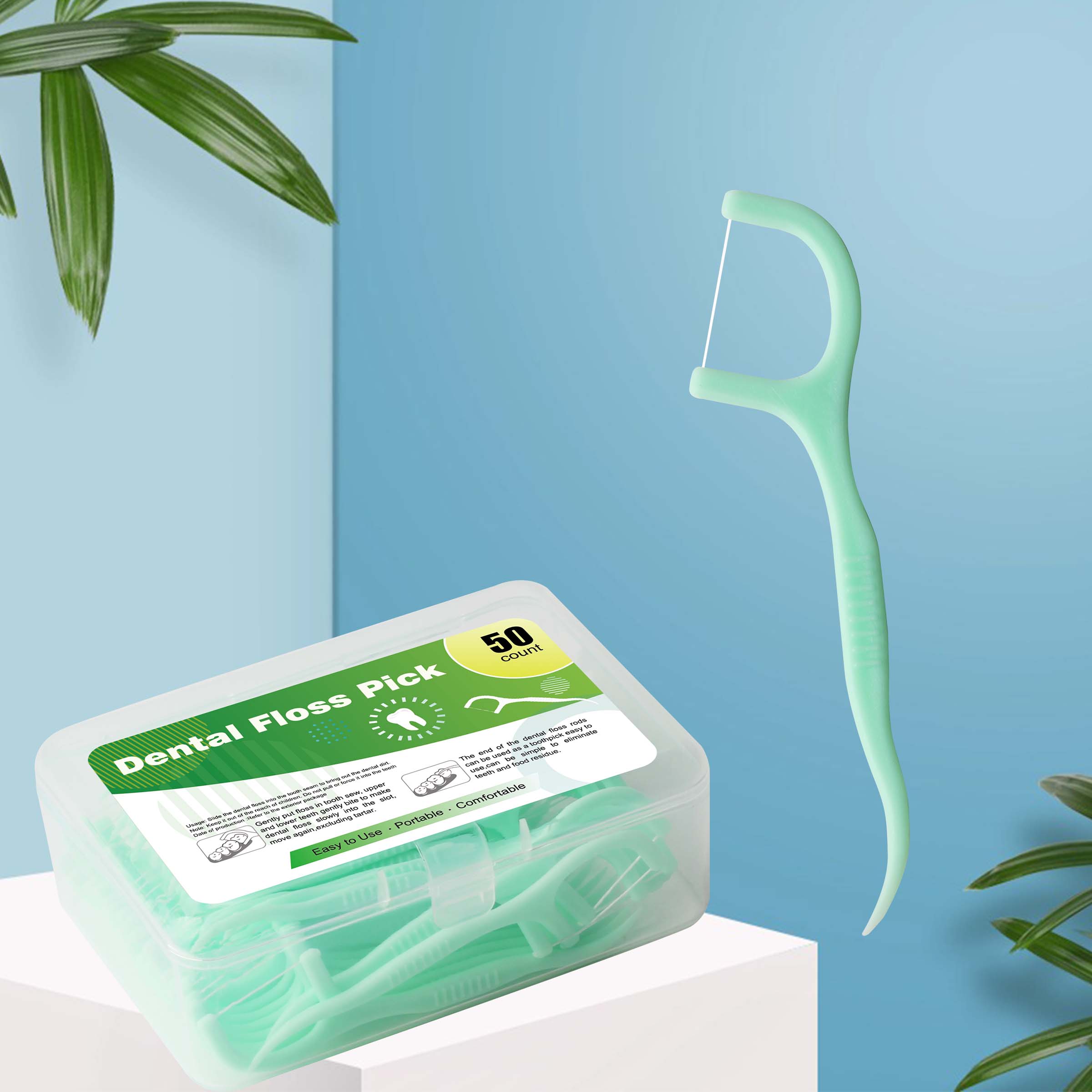 Custom Mint Dental Floss Picks, 50 Count/Box – Logo & Packaging Customization