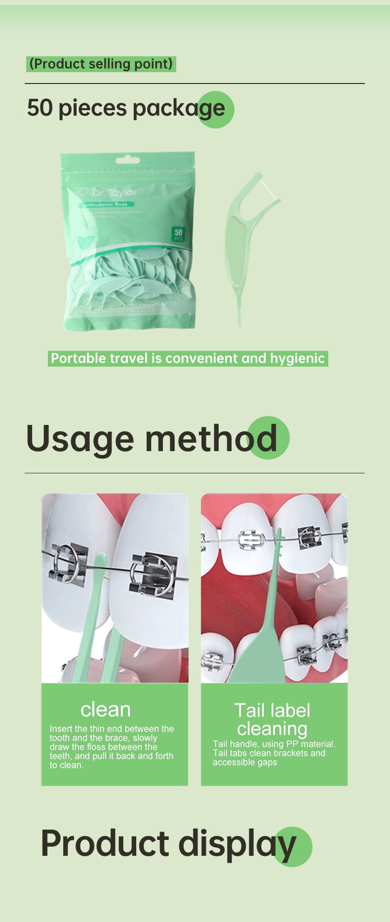 Orthodontic Dental Floss Picks 50pcs/Bag– Ready Stock | Low MOQ Custom Logo & Packaging