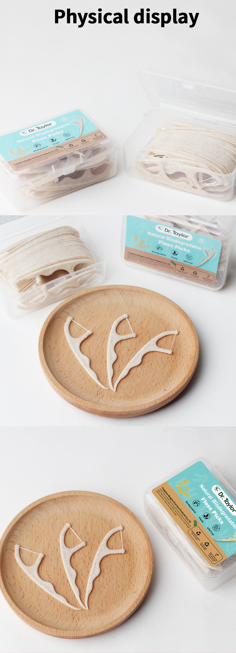 Eco-Friendly Wheat Straw Dental Floss Picks – Biodegradable Floss Sticks, OEM ODM Private Label Custom Logo Packaging