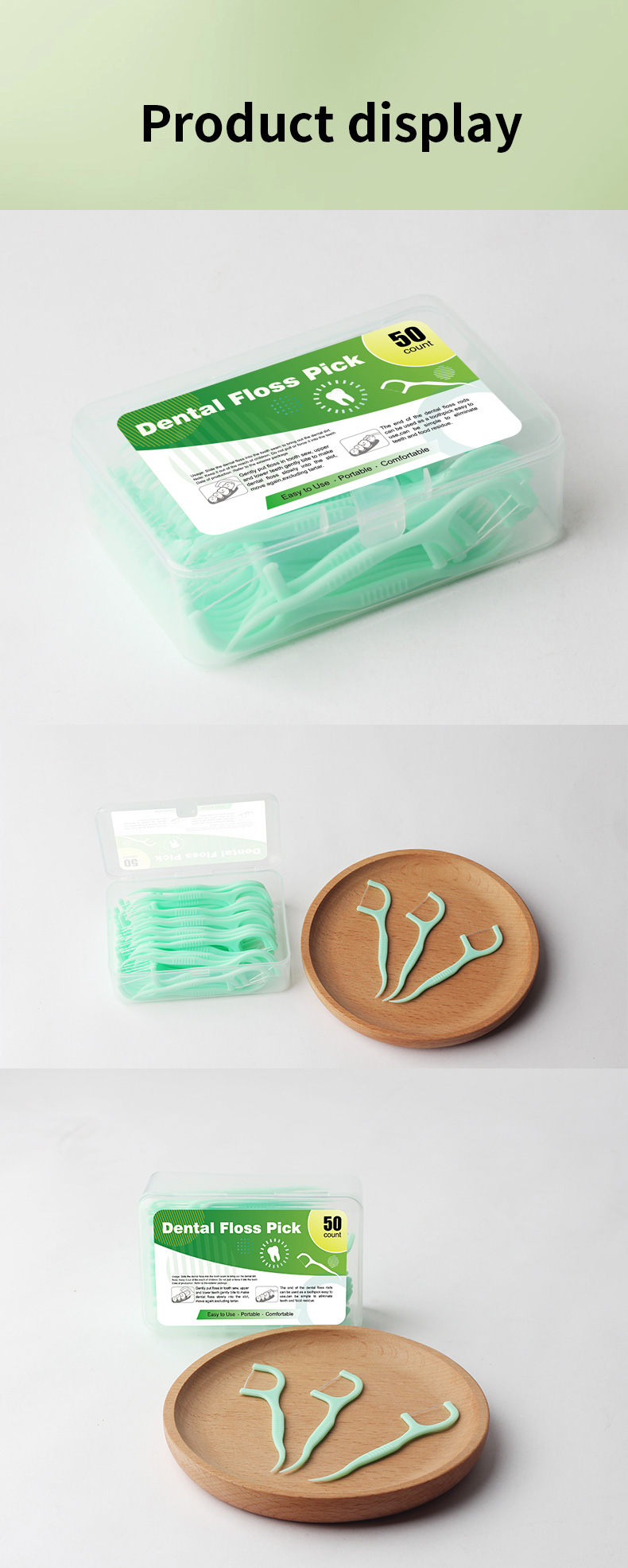 Custom Mint Dental Floss Picks, 50 Count/Box – Logo & Packaging Customization