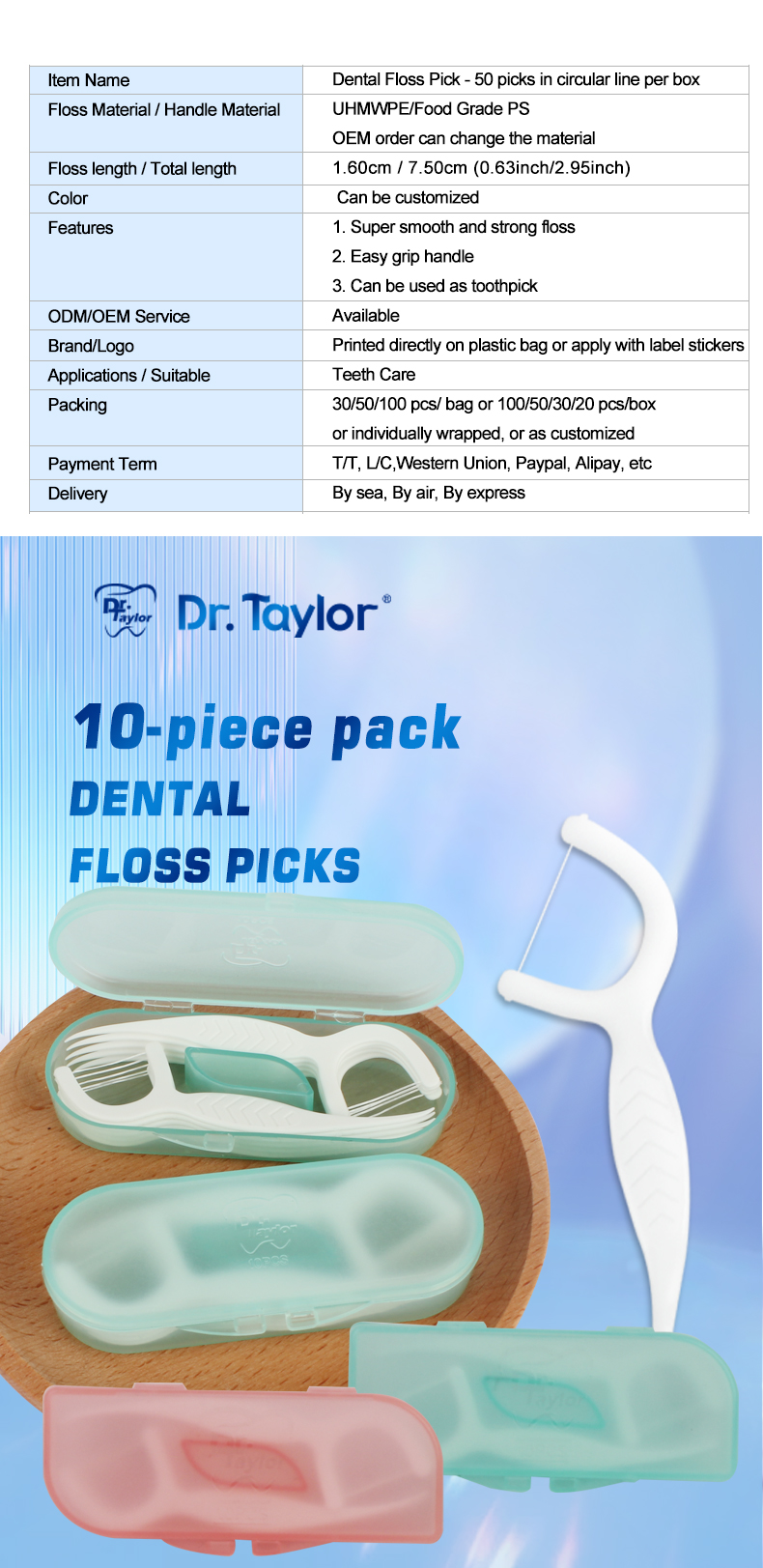 Portable Dental Floss Picks 10pcs/Pack – Ready Stock | Low MOQ Custom Logo & Packaging