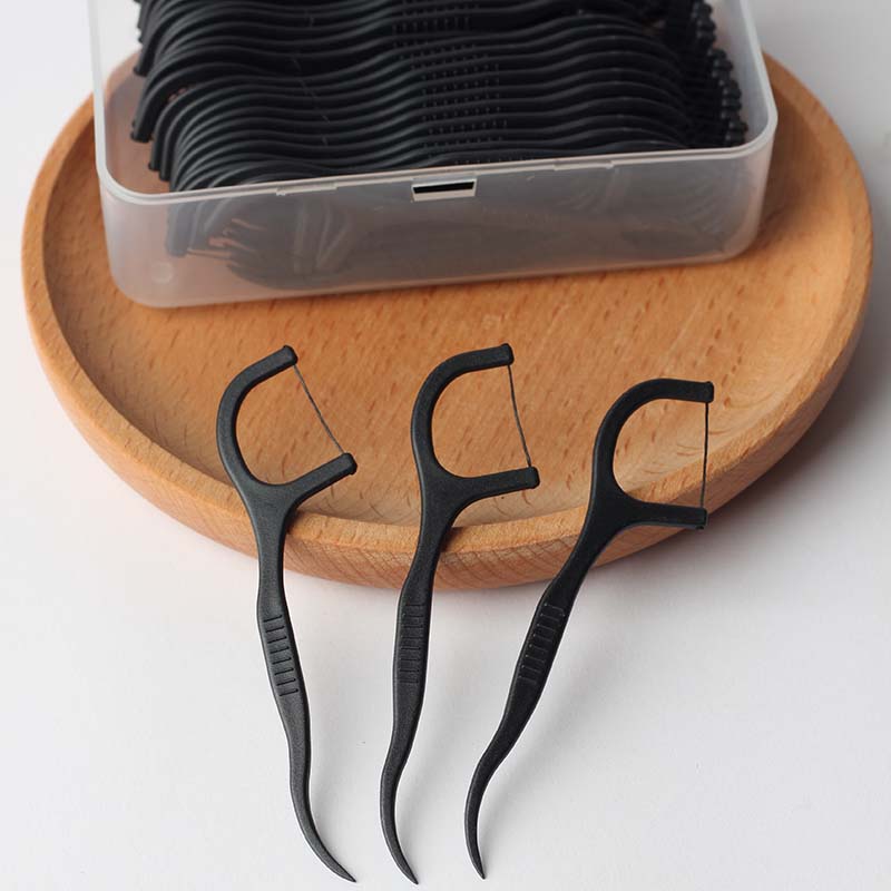**Bamboo Charcoal Dental Floss Picks 50pcs/Box – Ready Stock | Low MOQ Custom Logo & Packaging**