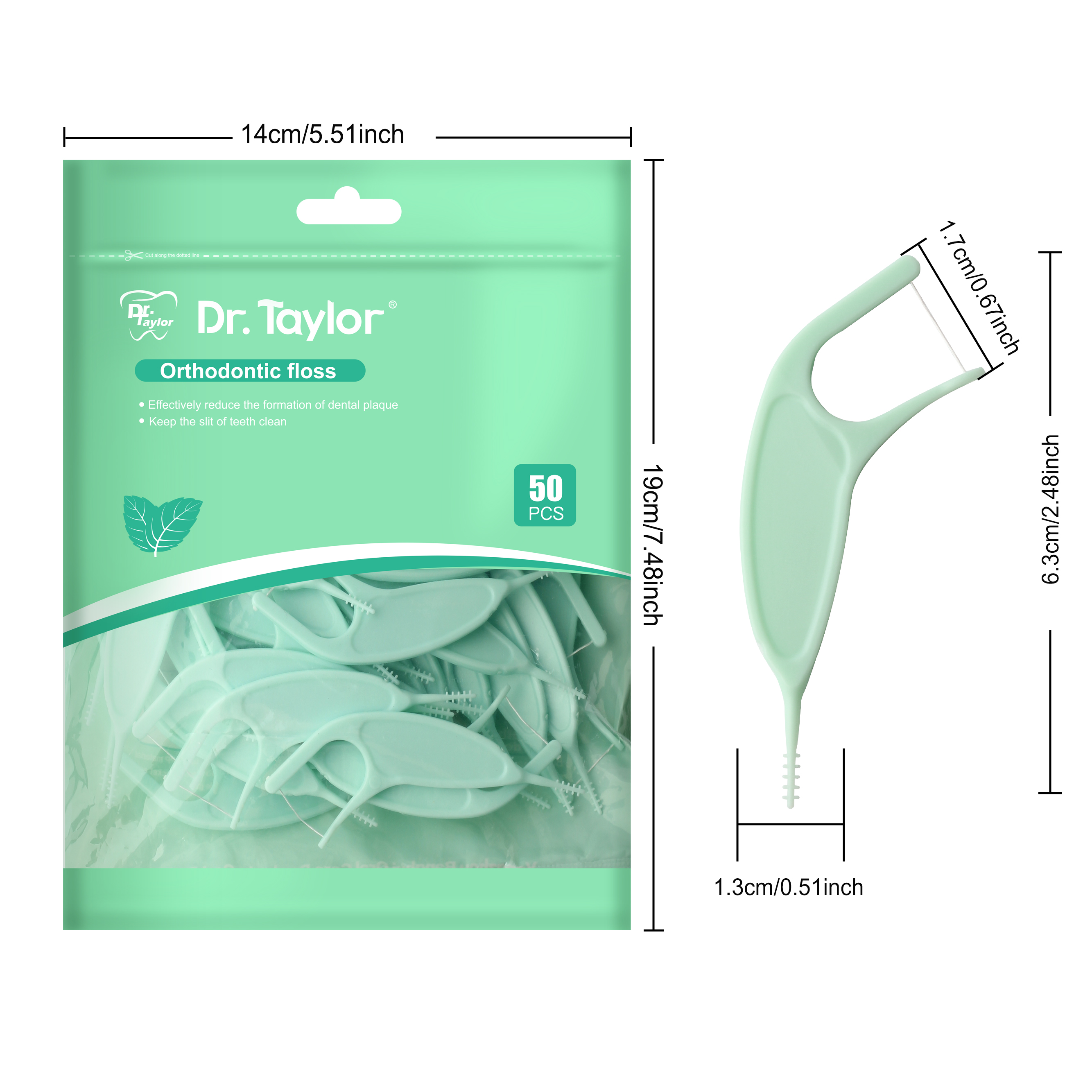Orthodontic Dental Floss Picks 50pcs/Bag– Ready Stock | Low MOQ Custom Logo & Packaging