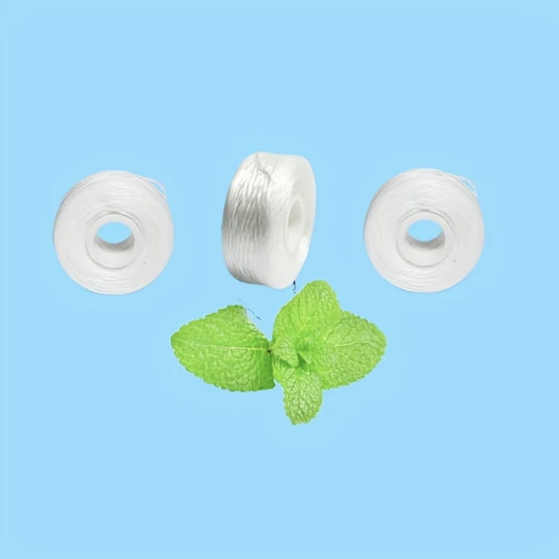 Customisable, private-label portable nylon or polymer ultra-fine dental floss rolls