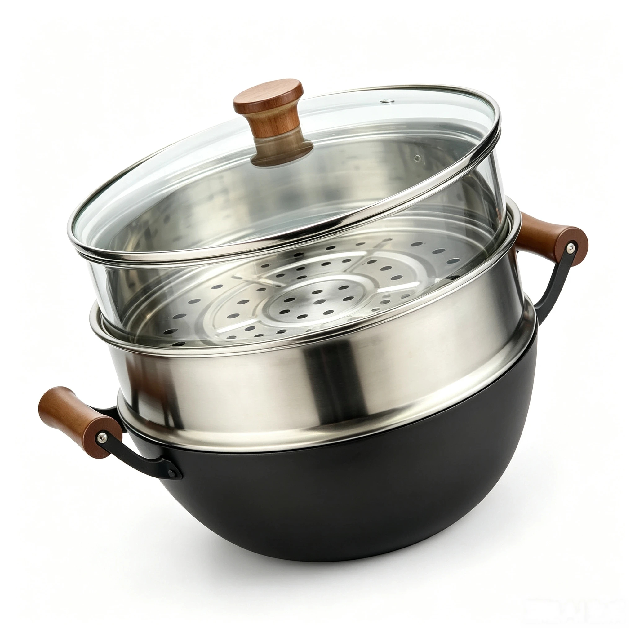 Multi-functional Stew Pot with Amber Glass Lid & Steamer Insert, Gift Box, 3 Sizes