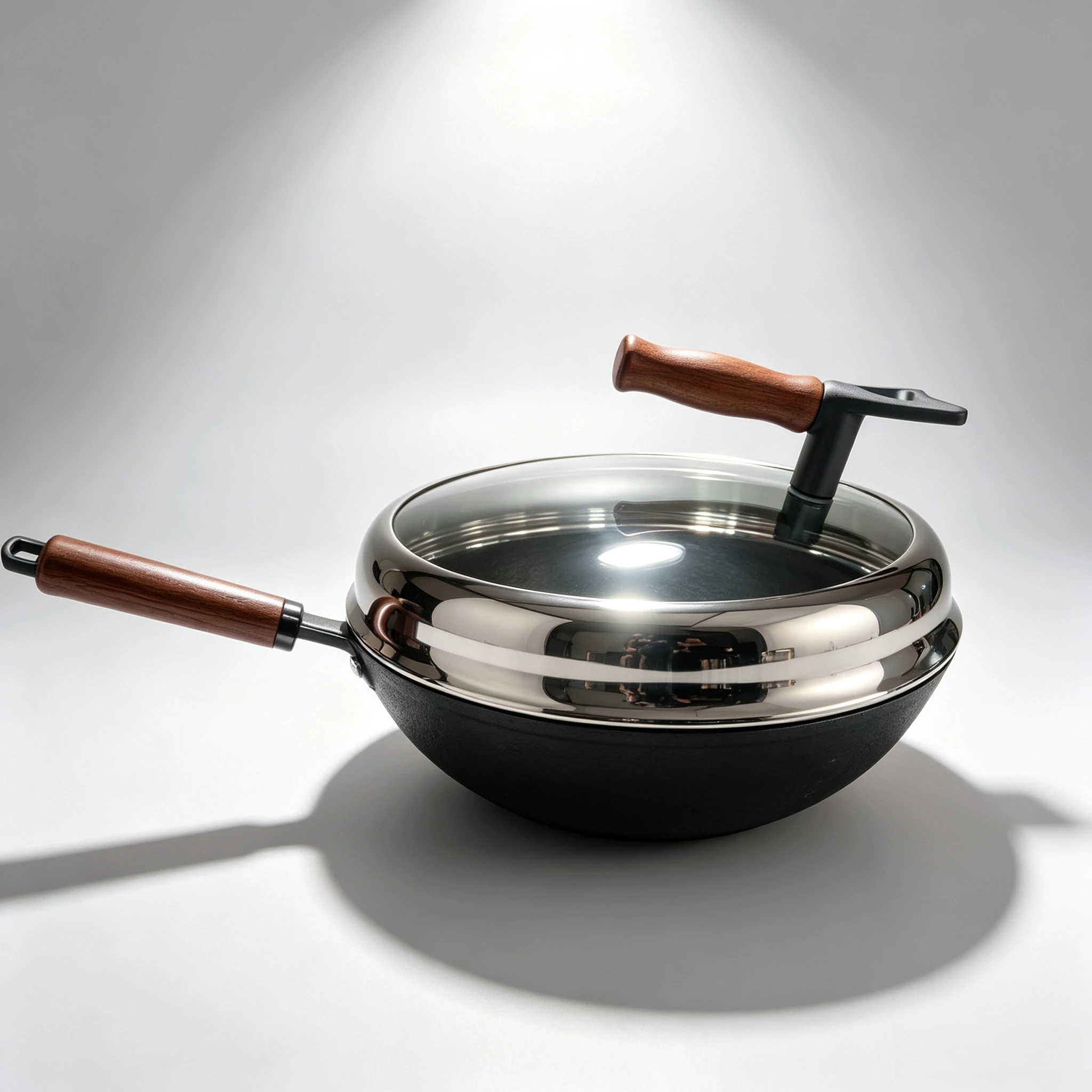 Titanium cast iron wok