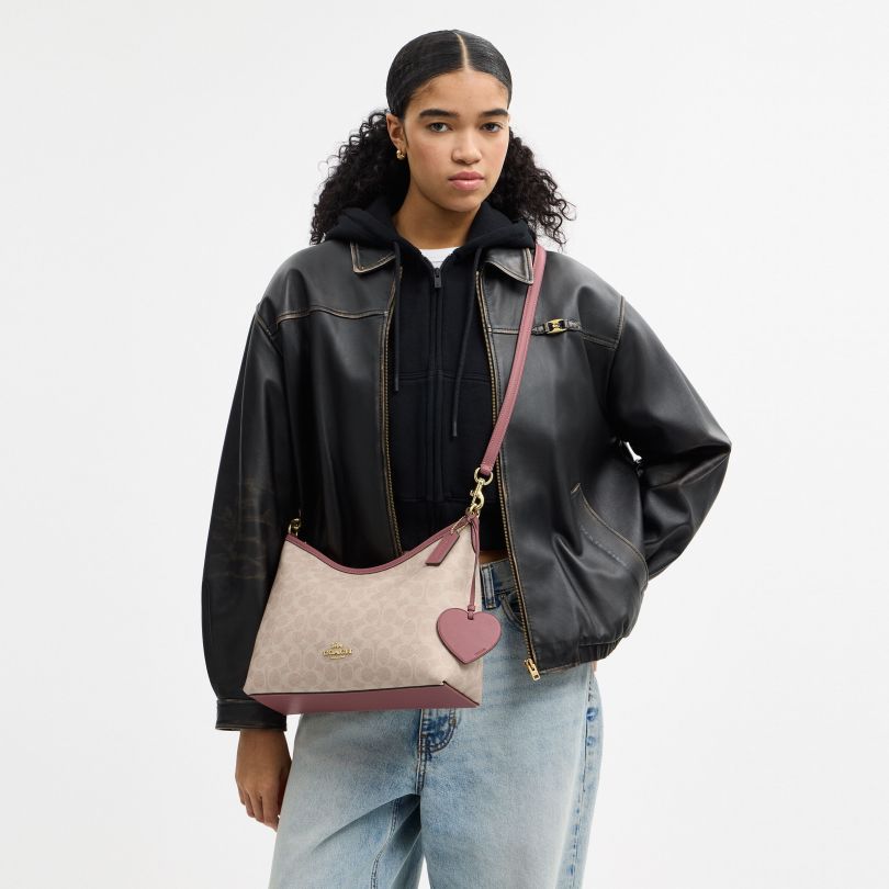 LAUREL クラシックロゴ ハートチャーム ショルダーバッグ