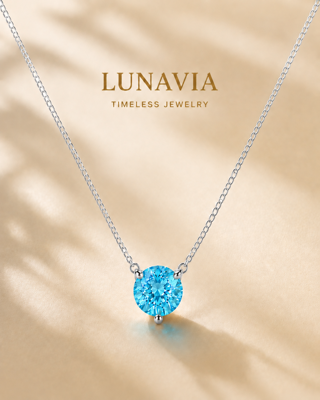 Azure Ocean Blue Gemstone Pendant Necklace