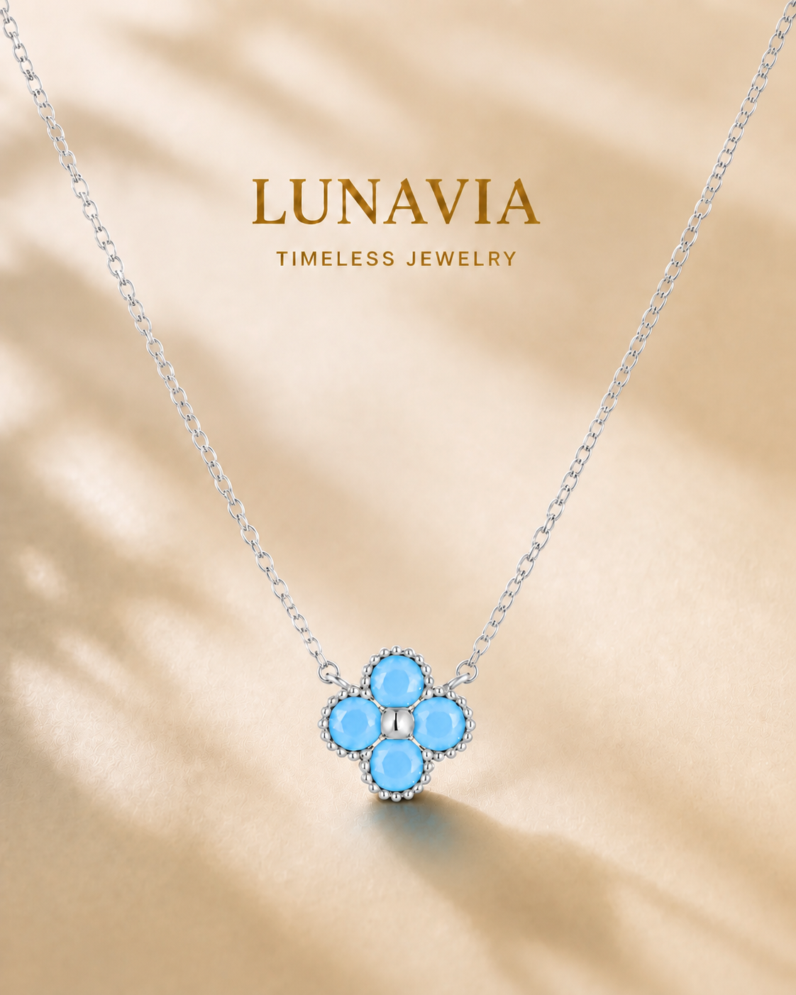 Liora Turquoise Clover Necklace – 925 Sterling Silver