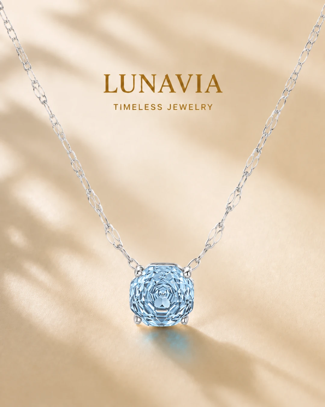 Rosalie 2 CT Aqua-Blue Rose Necklace – 925 Sterling Silver