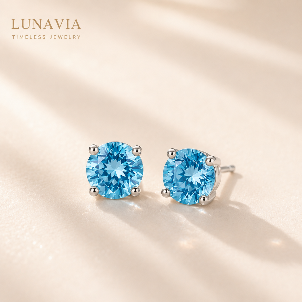 Azure Ocean Blue Gemstone Stud Earrings
