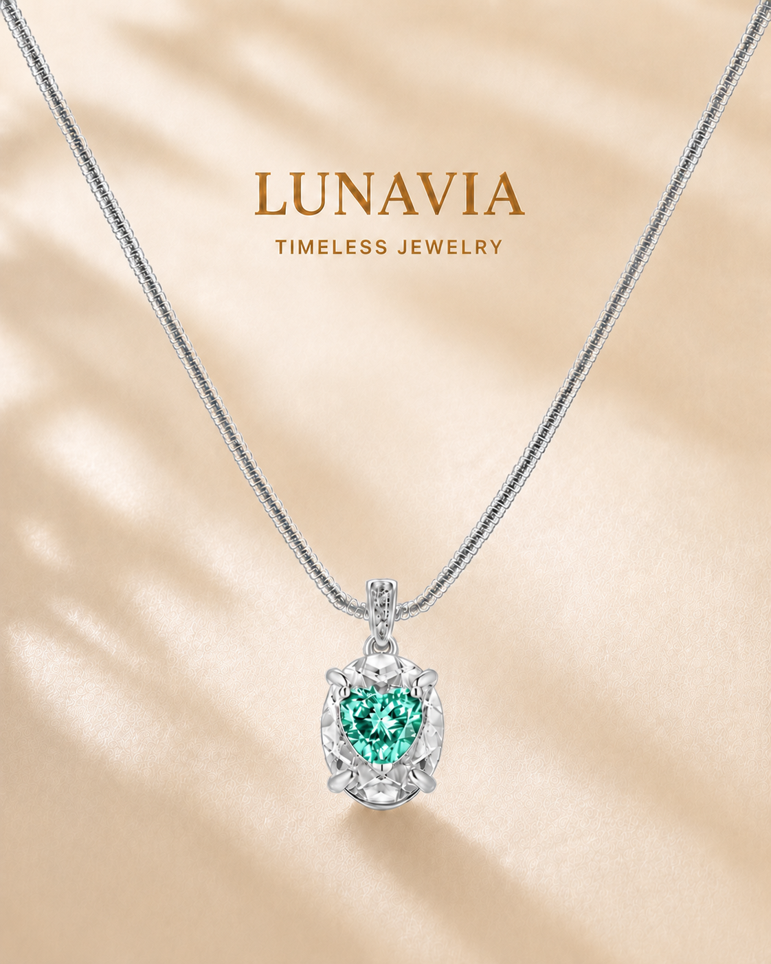 Seren Green Heart Pendant Necklace – K Gold Plated