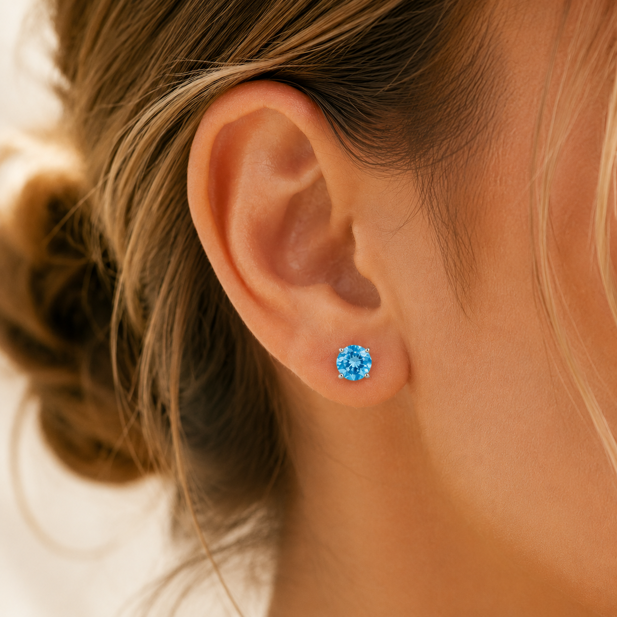 Azure Ocean Blue Gemstone Stud Earrings