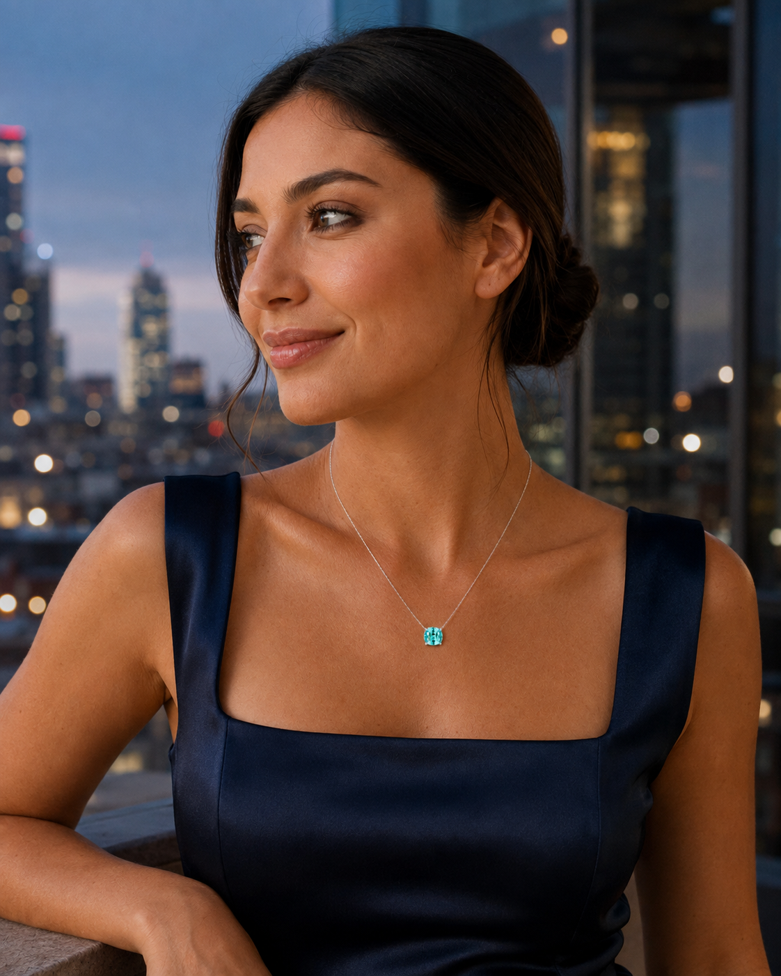 Maris Aqua-Blue Cushion-Cut Pendant Necklace – 925 Sterling Silver