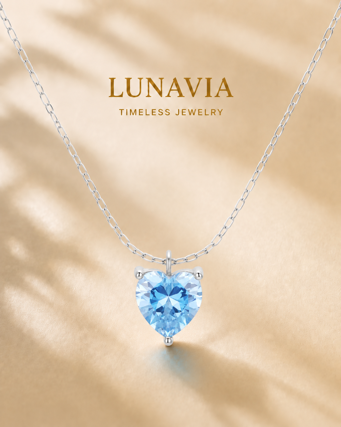Serena 8mm Aqua-Blue Heart Necklace – 925 Sterling Silver