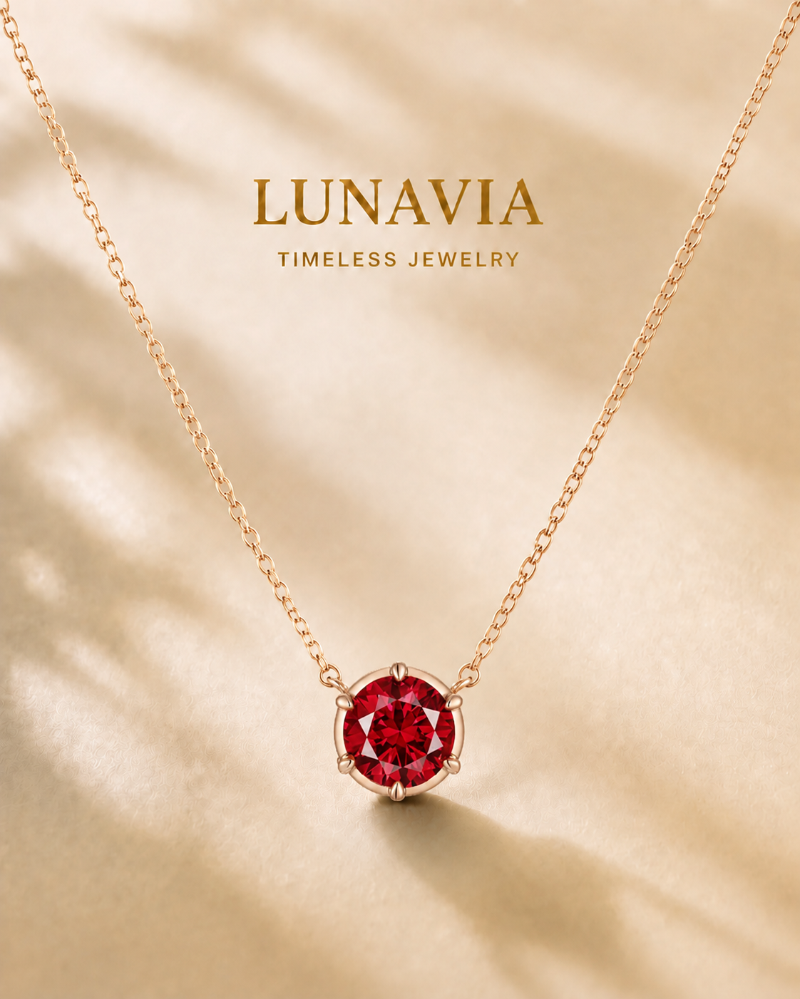 Aurelia 0.80ct Red Stone Pendant Necklace – Gold Plated