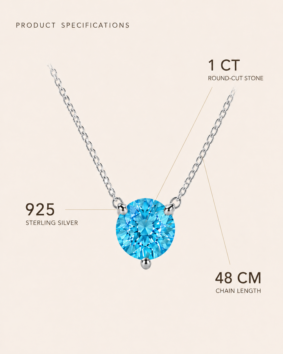 Azure Ocean Blue Gemstone Pendant Necklace