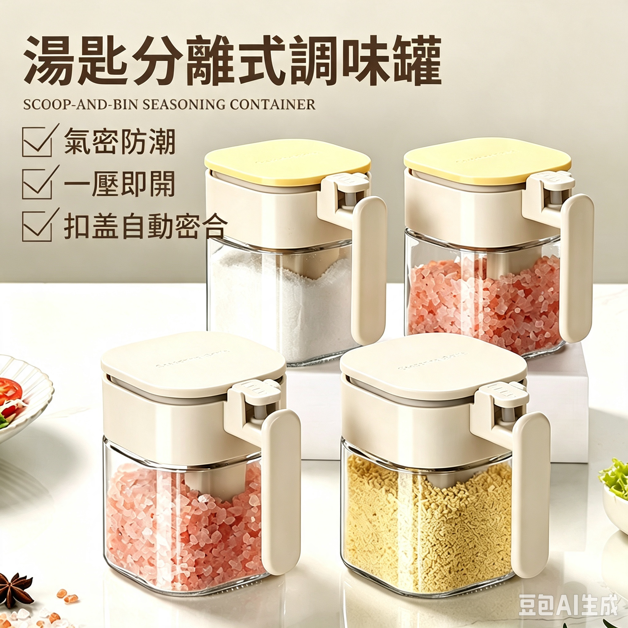 湯匙倉分離式氣密調味罐