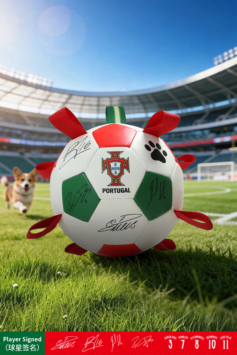 Portugal National Team Signed Football Interactive Toy, Sound-Activated Teaser Toy for Cats and Small Dogs