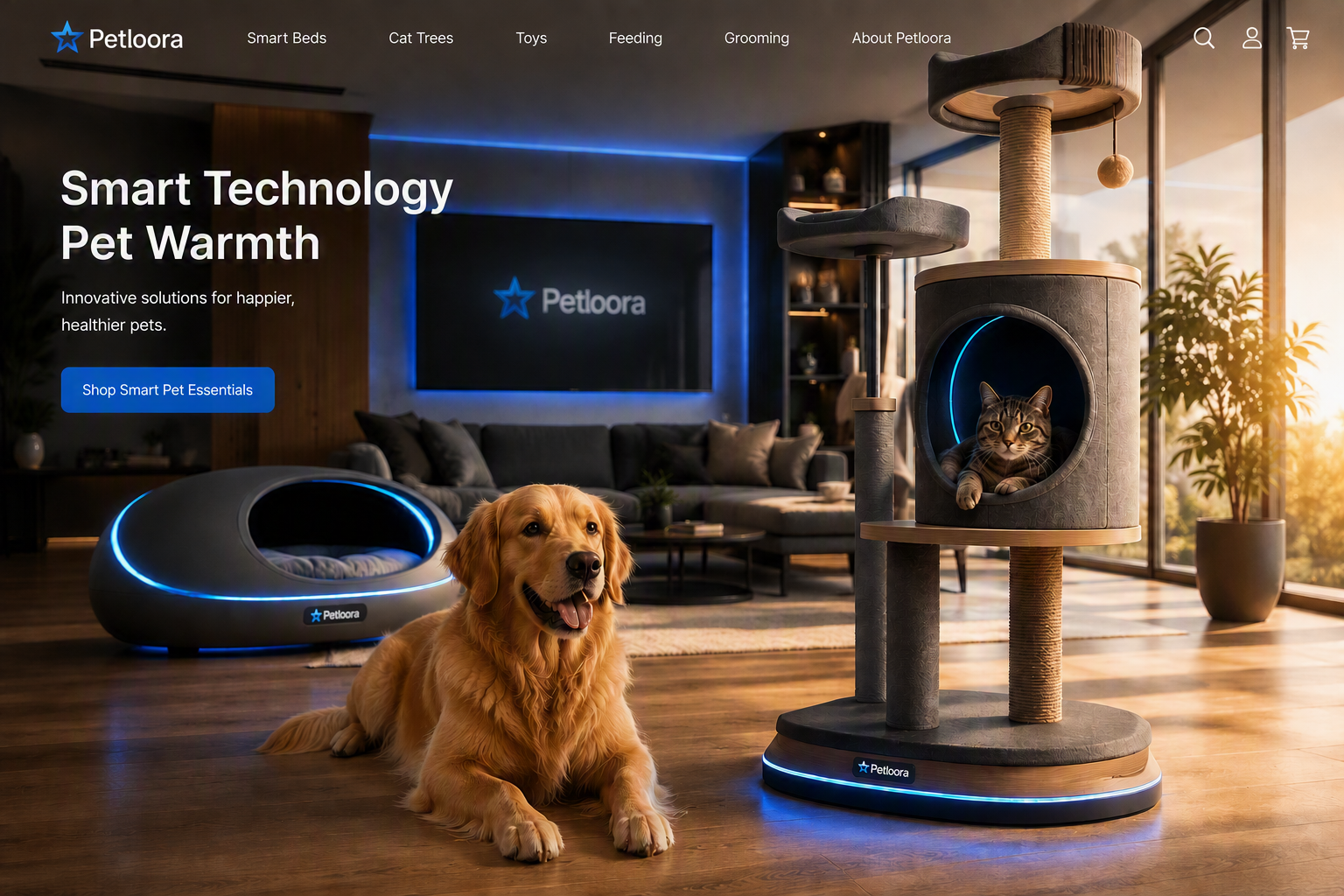 Petloora smart pet products hero banner (fixed spelling)