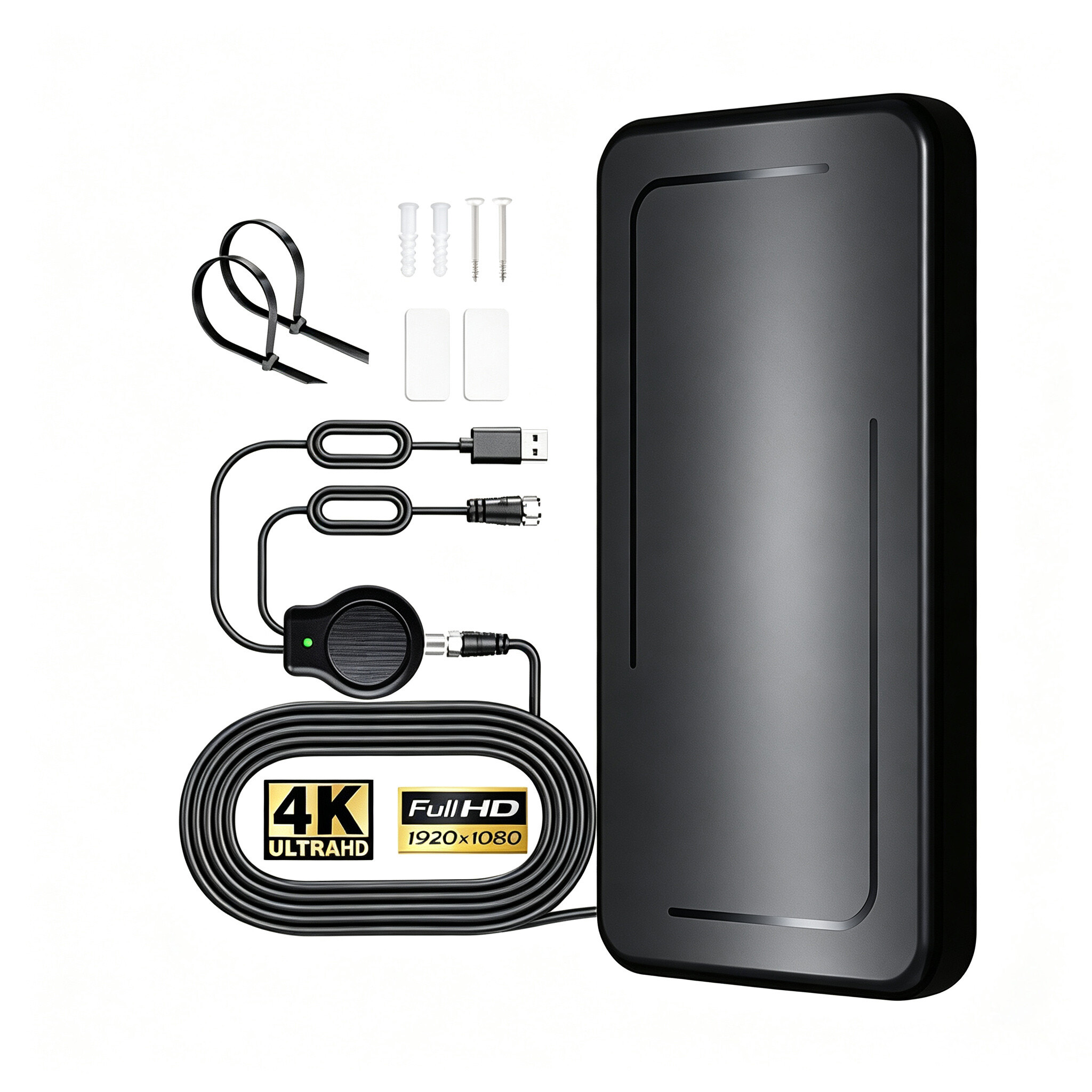 ZKT Alnicov Amplified Digital TV Aerial High Gain Amplifier Signal Booster Indoor Outdoor Digital TV Aerial Support 4K 1080p All TV Types