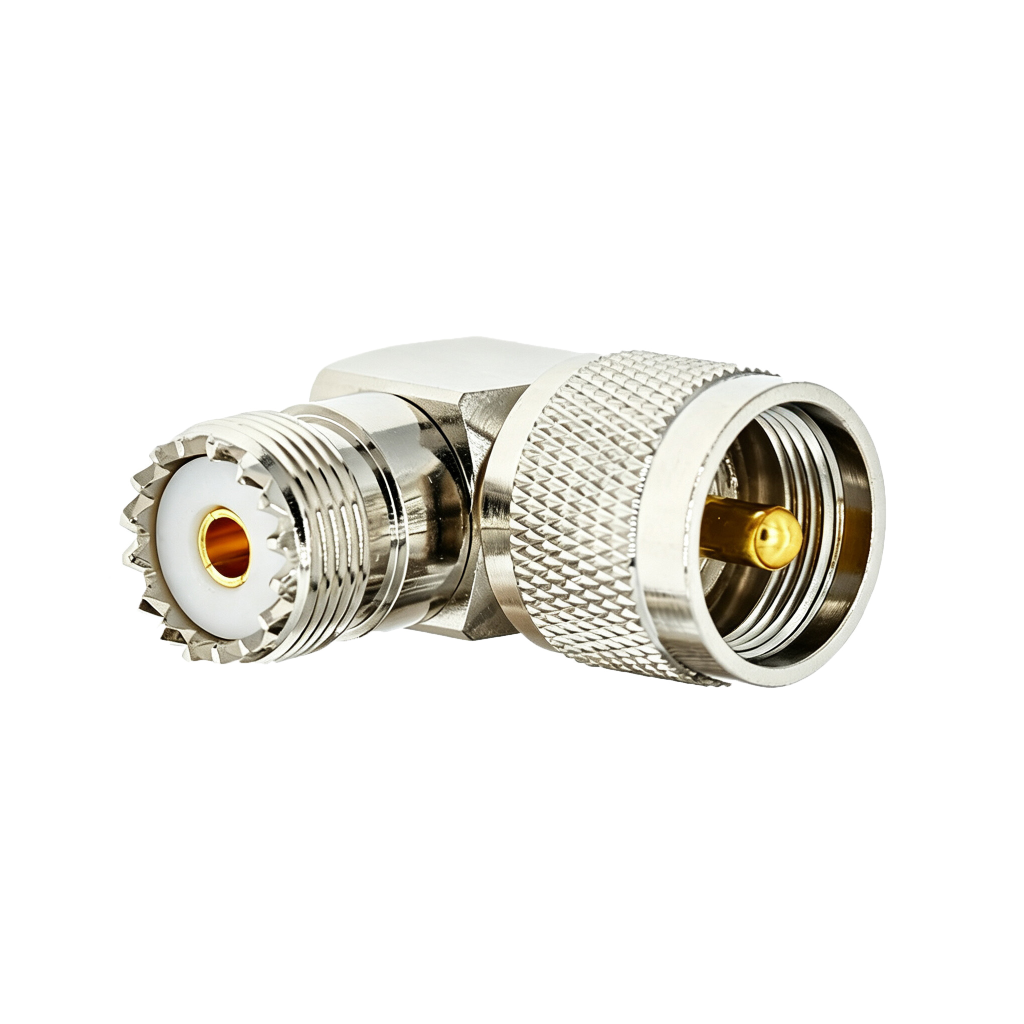 ZKT UHF Male to UHF Female 90 Degree Right Angle RF Coaxial Adapter 50 Ohm