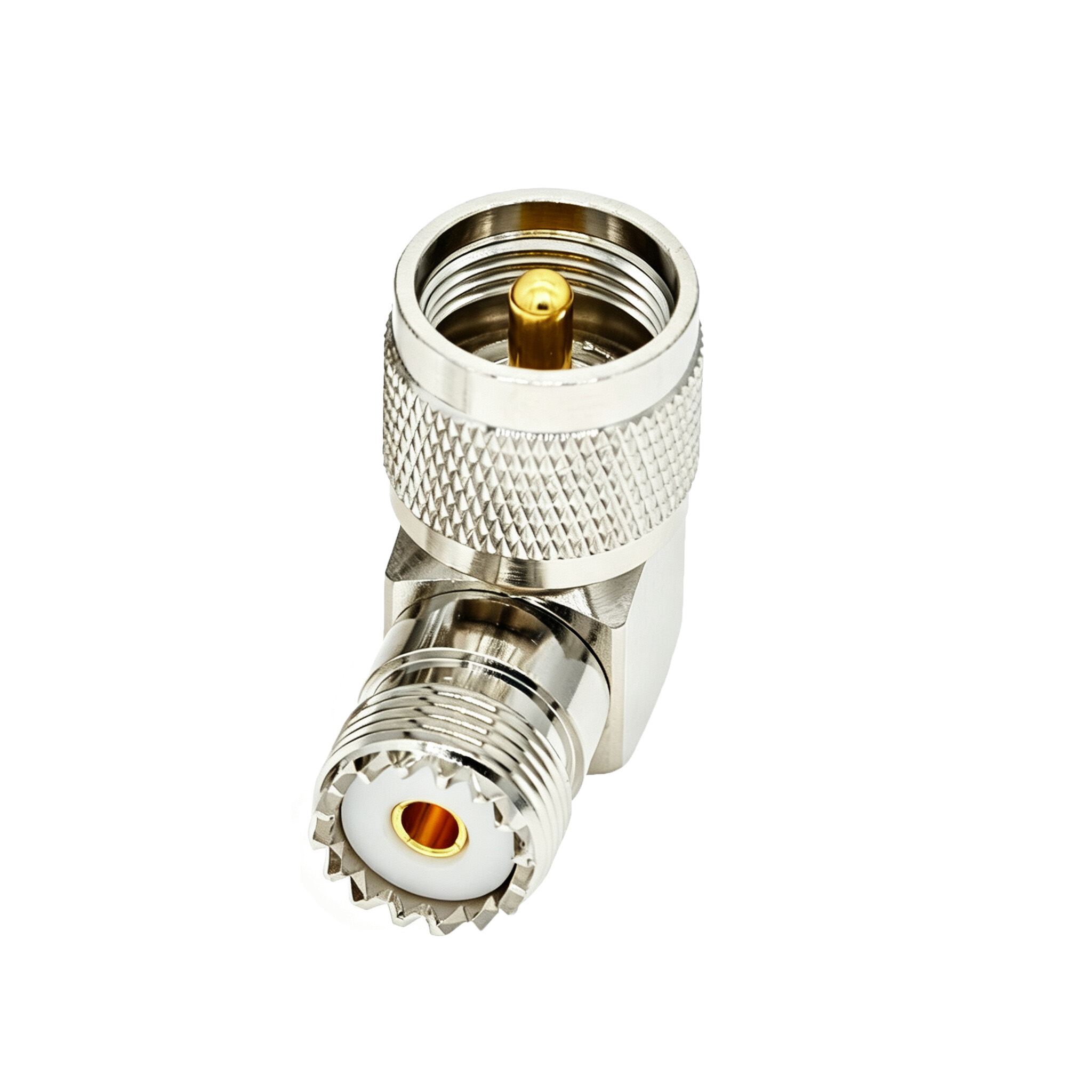 ZKT UHF Male to UHF Female 90 Degree Right Angle RF Coaxial Adapter 50 Ohm