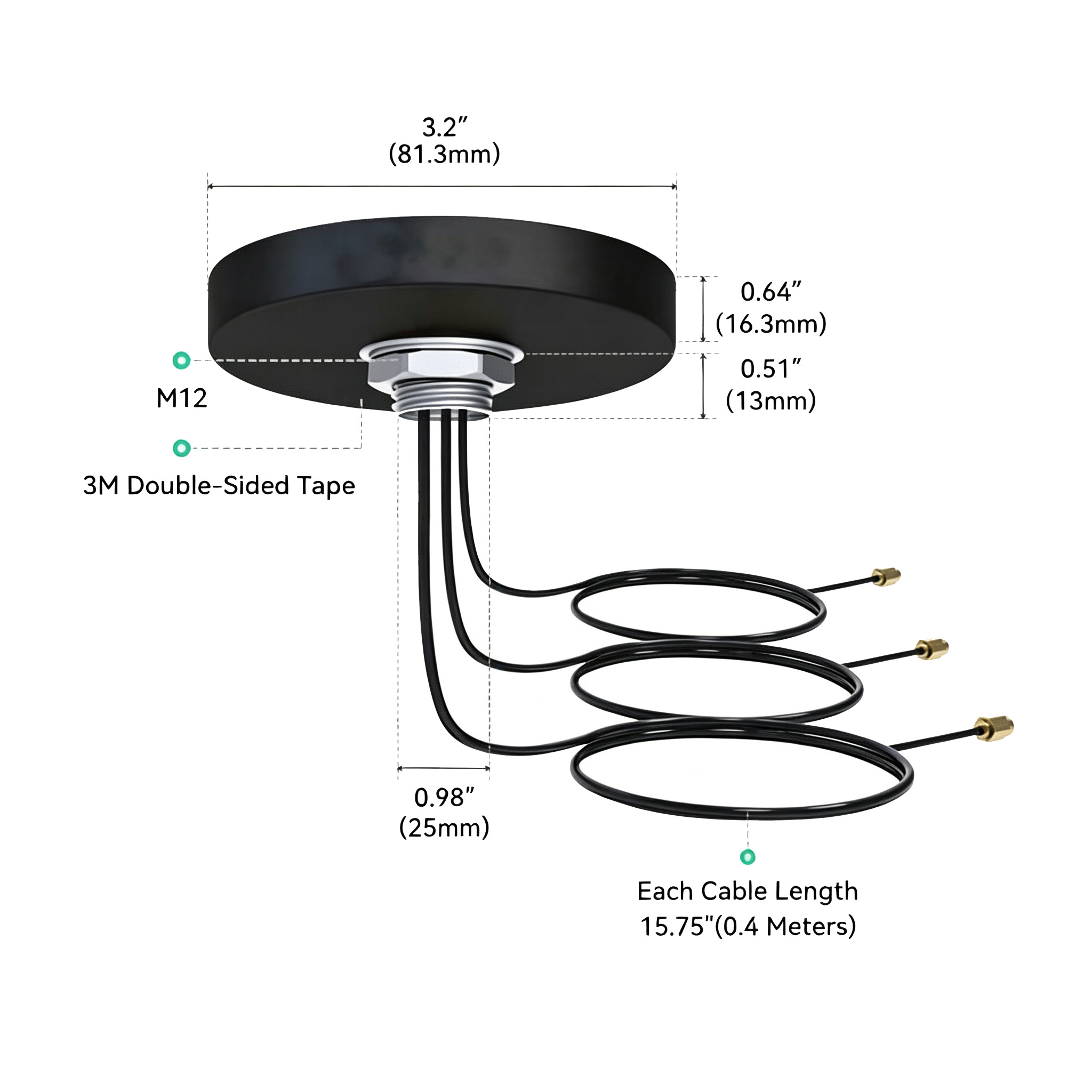 ZKT Waterproof  3-in-1 puck Low Profile 4G LTE WiFi GNSS Combo Antenna with Screw Mount 