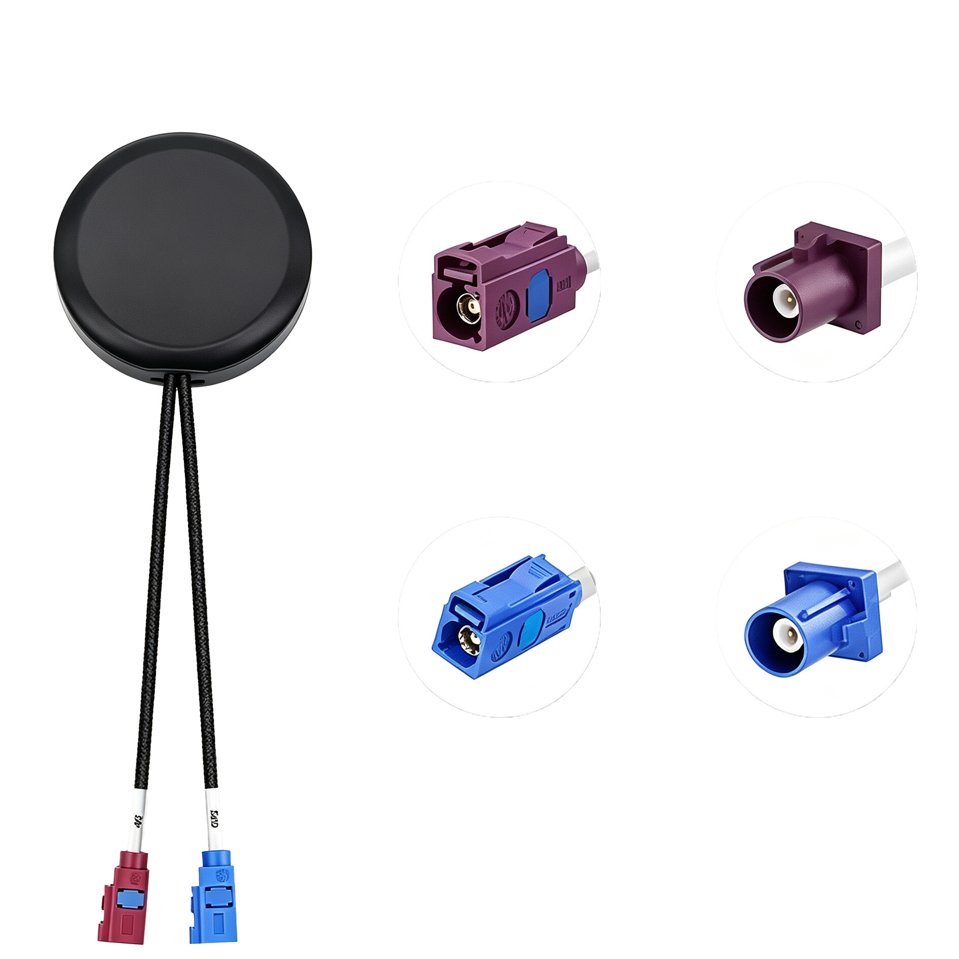 ZKT Fakra Aerial FM DAB Antenna Vehicle‑mount 2‑in‑1 Combined Antenna  for Car Navigation Connector Gsm Antenna Hf Uhf Antenna